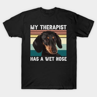 My Therapist Has A Wet Nose Funny Vintage Dachshund T-Shirt